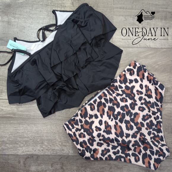 Adisputent High Waist Flounce Bikini Swimsuit Size L - Picture 7 of 7